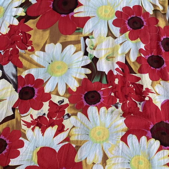 Vintage 90s Jams World All Over Print Daisy Floral Button Down Top Shirt Red XL - Picture 5 of 6